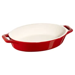 Auflaufform 17 cm, oval, Kirsch-Rot, Keramik