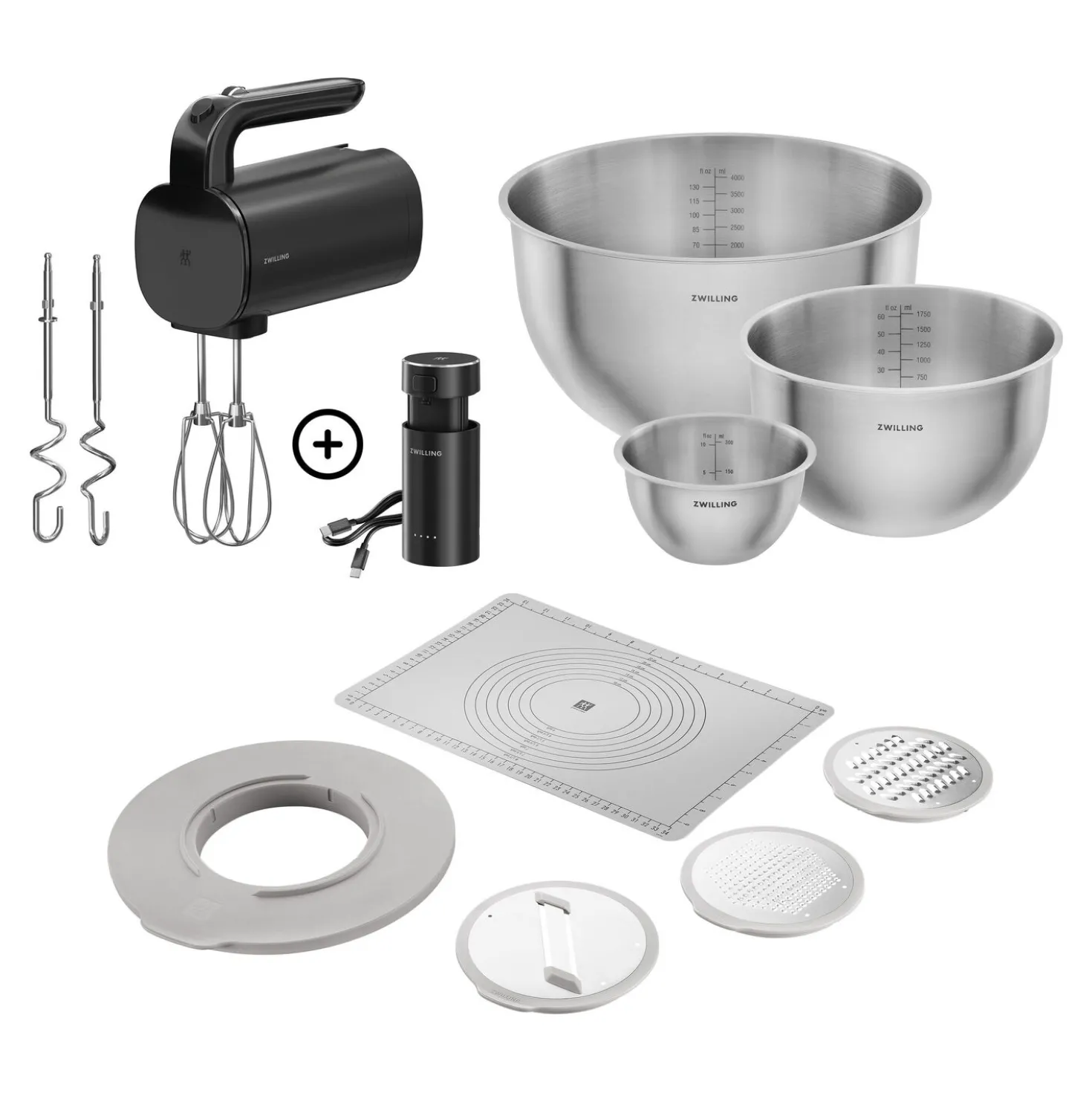 Back-Set mit Handrührgerät, Schüsseln und Accessoires, 11-tlg.