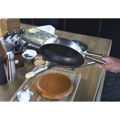 Bratpfanne 26 cm, 18/10 Edelstahl, Silber-Schwarz