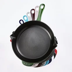 Bratpfanne 26 cm, rund, Schwarz, Gusseisen