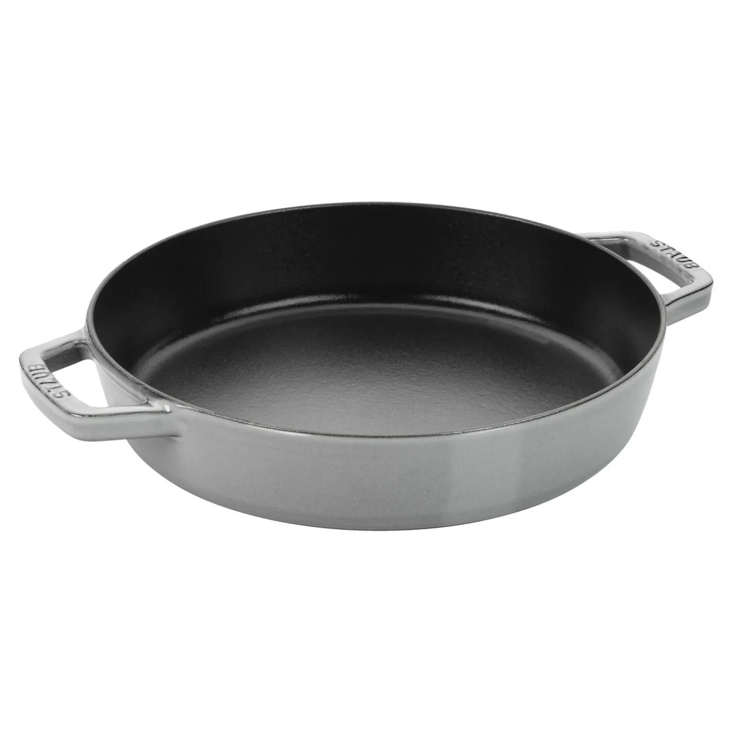 Bratpfanne mit 2 Griffen 20 cm, rund, Graphit-Grau, Gusseisen