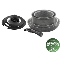 Bratpfannenset, 7-tlg, Aluminium, Keramische Antihaftbeschichtung