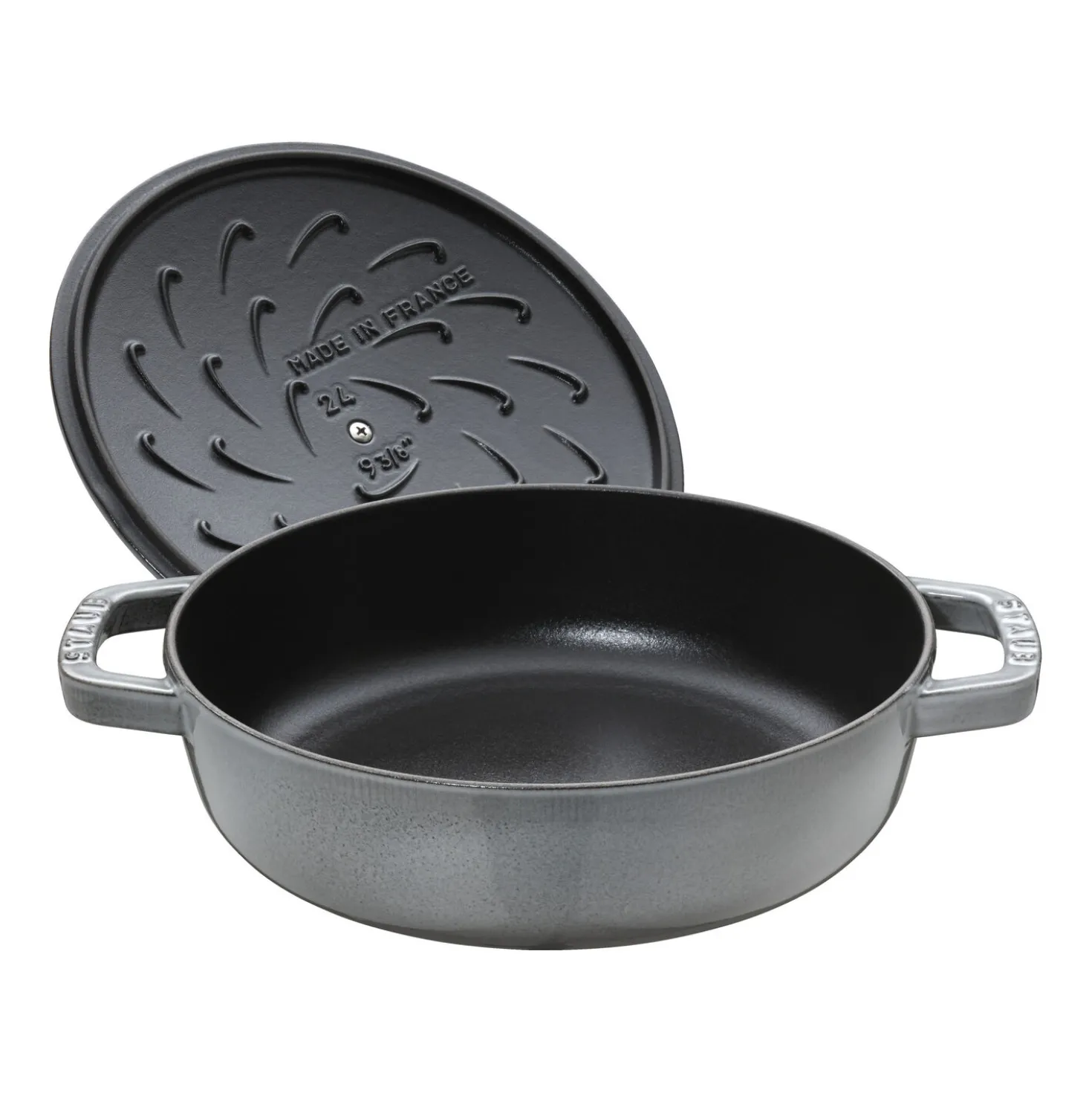 Bräter mit Chistera Drop-Structure 28 cm, rund, Graphit-Grau, Gusseisen