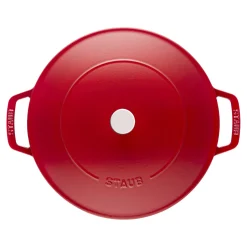 Bräter mit Chistera Drop-Structure 24 cm, rund, Kirsch-Rot, Gusseisen