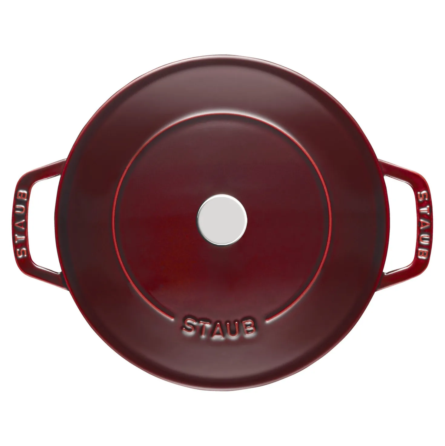 Bräter mit Chistera Drop-Structure 24 cm, rund, Grenadine-Rot, Gusseisen