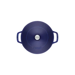 Bräter mit Chistera Drop-Structure 24 cm, rund, Dunkelblau, Gusseisen