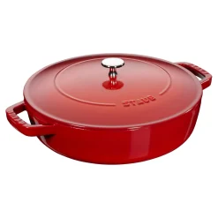 Bräter mit Chistera Drop-Structure 28 cm, rund, Kirsch-Rot, Gusseisen