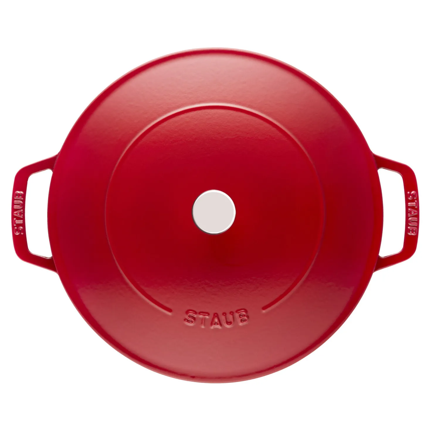 Bräter mit Chistera Drop-Structure 28 cm, rund, Kirsch-Rot, Gusseisen