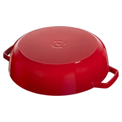 Bräter mit Chistera Drop-Structure 28 cm, rund, Kirsch-Rot, Gusseisen