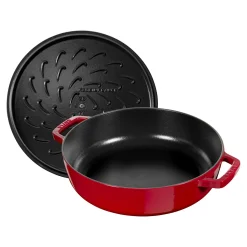 Bräter mit Chistera Drop-Structure 28 cm, rund, Kirsch-Rot, Gusseisen