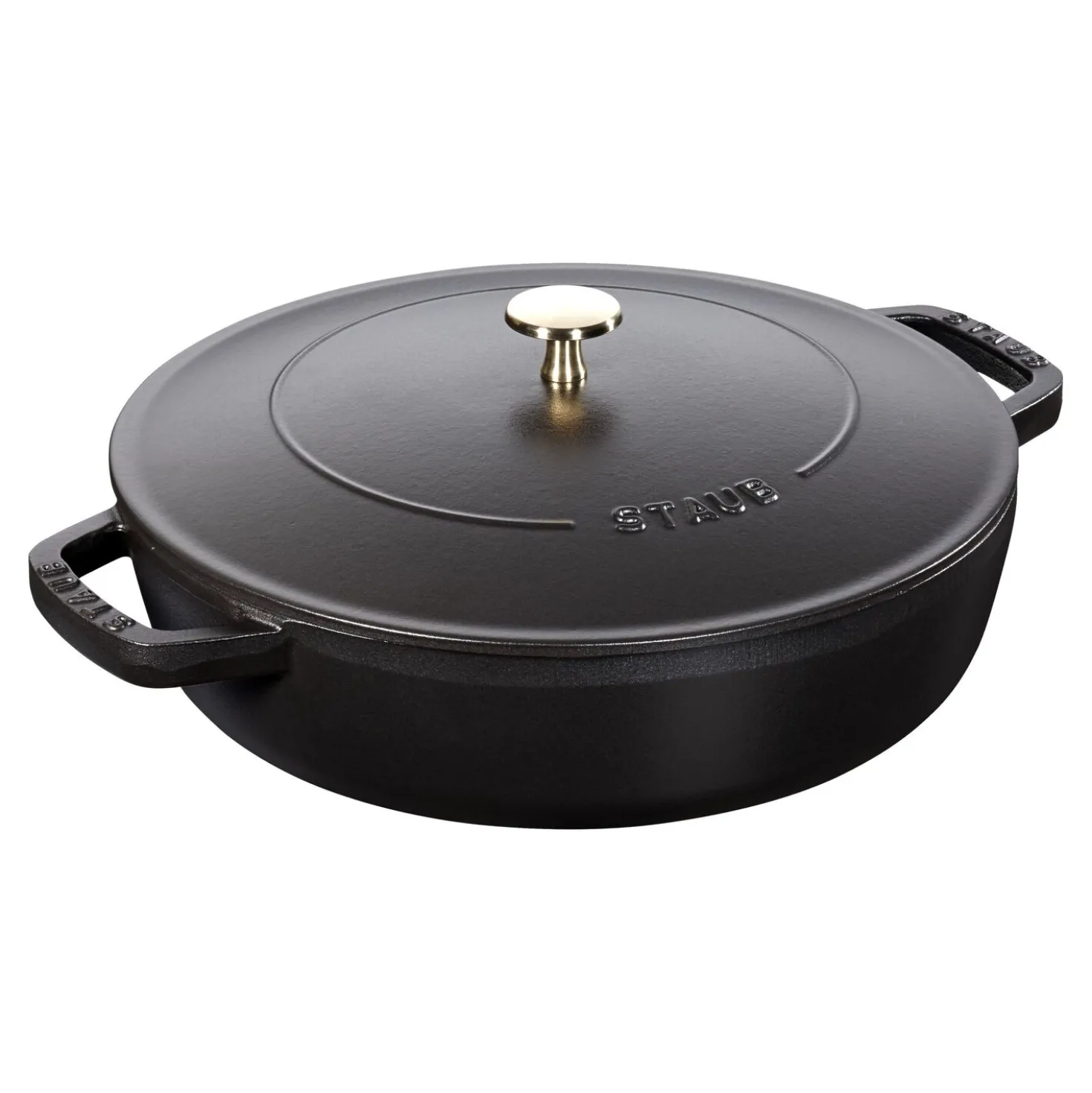 Bräter mit Chistera Drop-Structure 24 cm, rund, Schwarz, Gusseisen