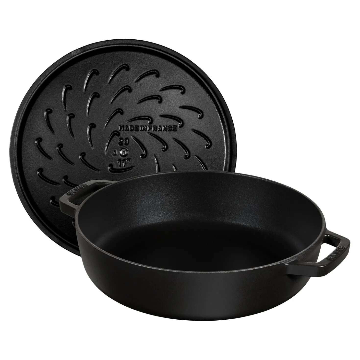 Bräter mit Chistera Drop-Structure 24 cm, rund, Schwarz, Gusseisen