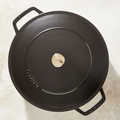 Bräter mit Chistera Drop-Structure 24 cm, rund, Schwarz, Gusseisen