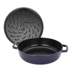 Bräter mit Chistera Drop-Structure 28 cm, rund, Dunkelblau, Gusseisen