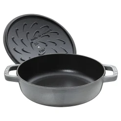 Bräter mit Chistera Drop-Structure 24 cm, rund, Graphit-Grau, Gusseisen