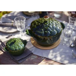 Cocotte 22 cm, Artischocke, Basilikum-Grün, Gusseisen