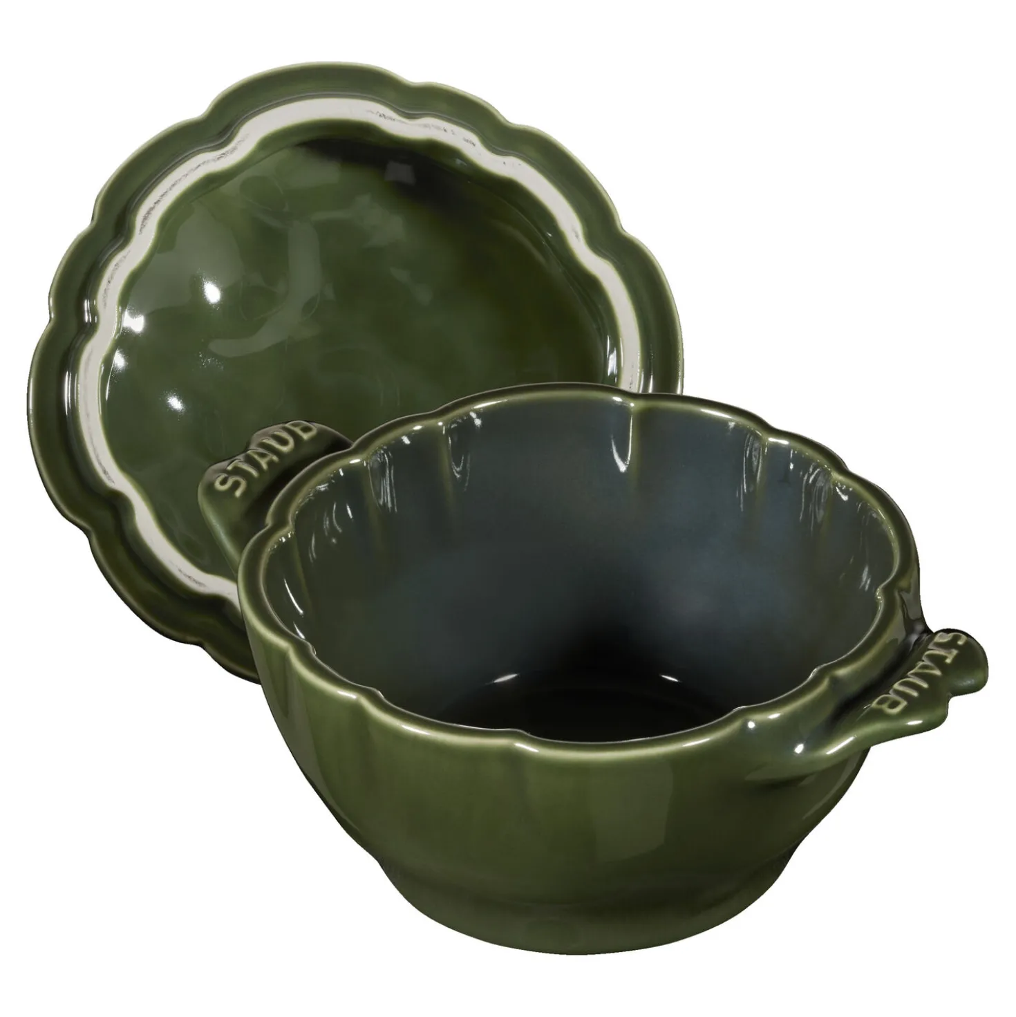 Cocotte 13 cm, Artischocke, Basilikum-Grün, Keramik