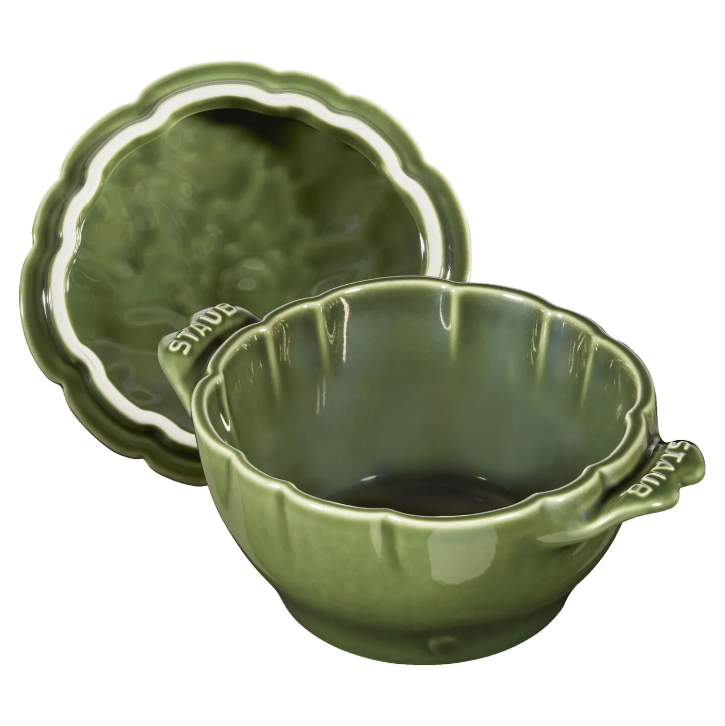 Cocotte 13 cm, Artischocke, Basilikum-Grün, Keramik