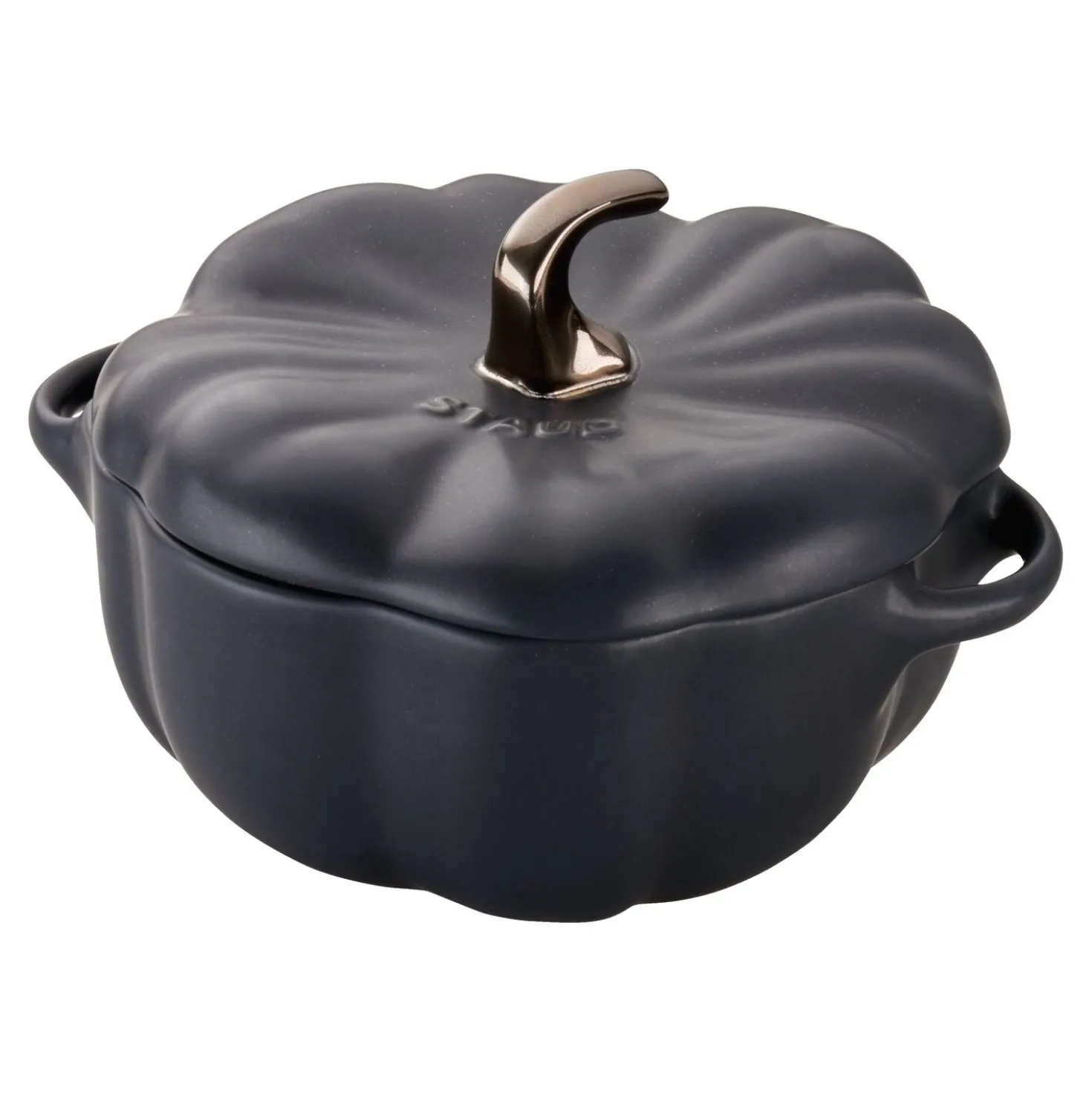 Cocotte 15 cm, Kürbis, Schwarz, Keramik