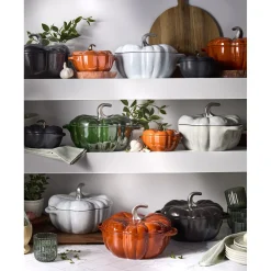 Cocotte 15 cm, Kürbis, Schwarz, Keramik