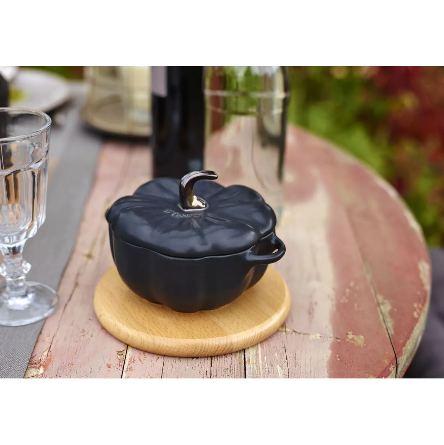 Cocotte 15 cm, Kürbis, Schwarz, Keramik