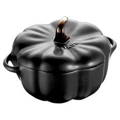 Cocotte 12 cm, Kürbis, Schwarz, Keramik