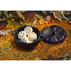 Cocotte 12 cm, Kürbis, Schwarz, Keramik