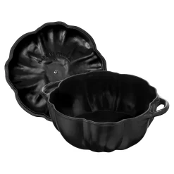 Cocotte 24 cm, Kürbis, Schwarz, Gusseisen