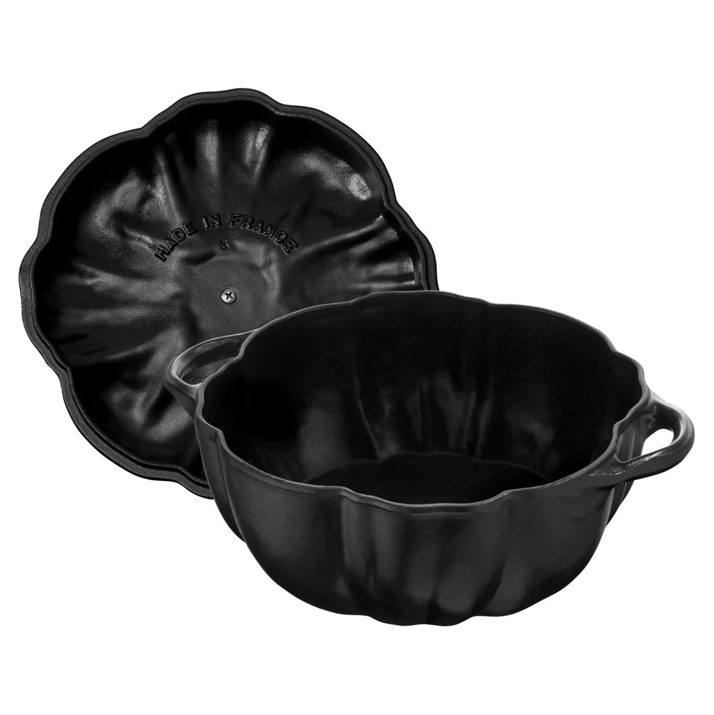Cocotte 24 cm, Kürbis, Schwarz, Gusseisen