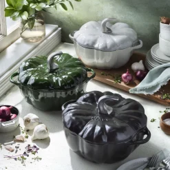 Cocotte 24 cm, Kürbis, Schwarz, Gusseisen