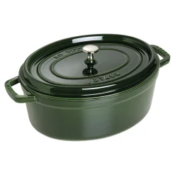 Cocotte 33 cm, oval, Basilikum-Grün, Gusseisen