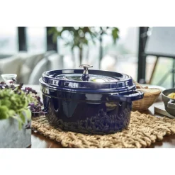 Cocotte 33 cm, oval, Dunkelblau, Gusseisen