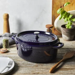 Cocotte 31 cm, oval, Dunkelblau, Gusseisen