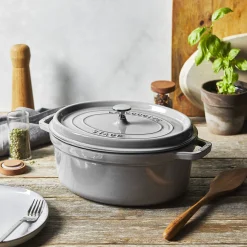 Cocotte 31 cm, oval, Graphit-Grau, Gusseisen