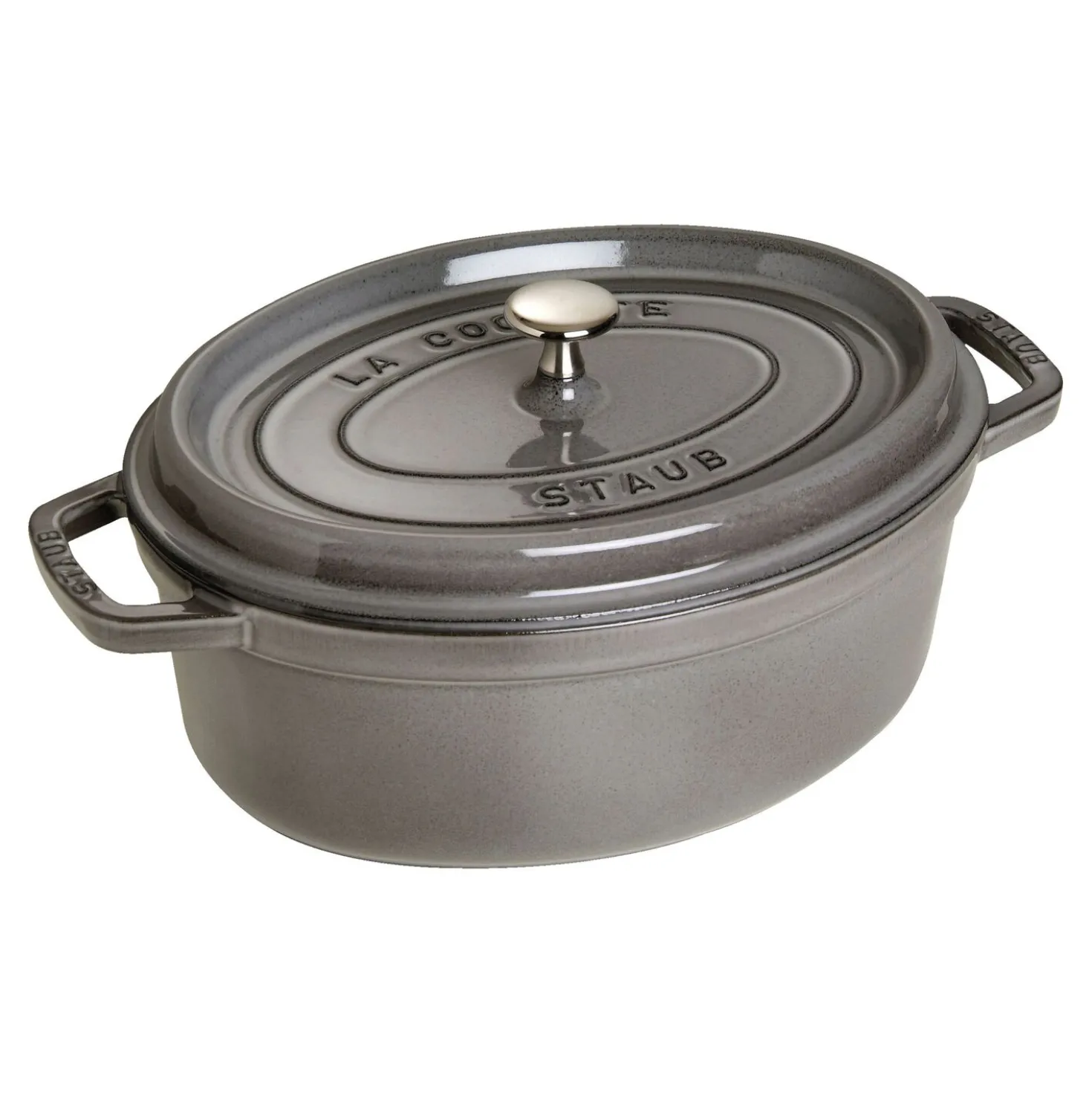 Cocotte 27 cm, oval, Graphit-Grau, Gusseisen