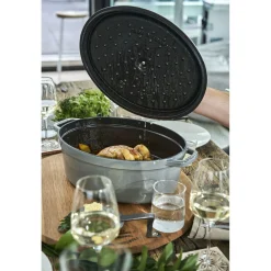 Cocotte 37 cm, oval, Graphit-Grau, Gusseisen