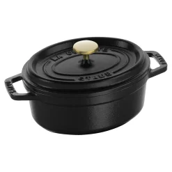 Cocotte 15 cm, oval, Schwarz, Gusseisen