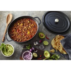 Cocotte 27 cm, oval, Schwarz, Gusseisen