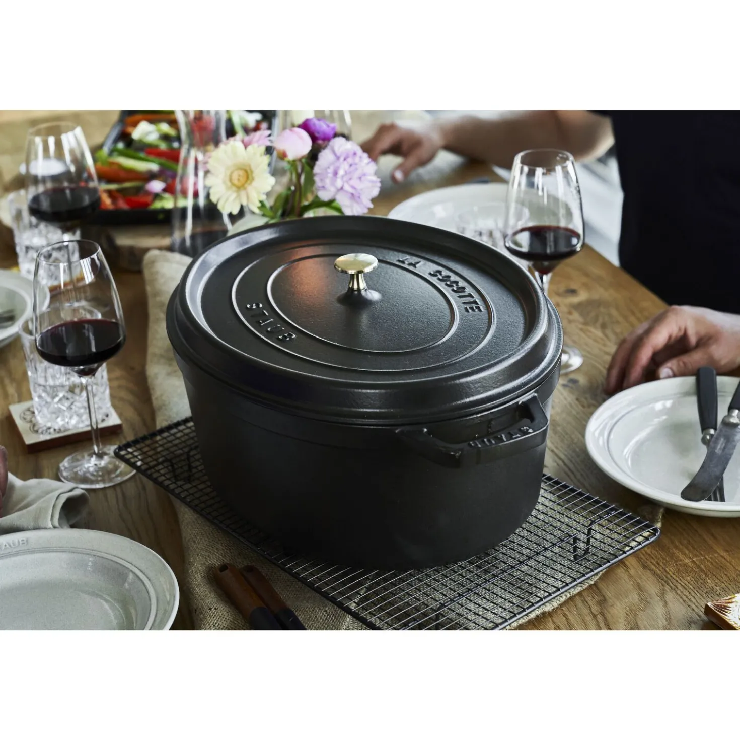 Cocotte 41 cm, oval, Schwarz, Gusseisen
