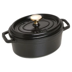 Cocotte 17 cm, oval, Schwarz, Gusseisen
