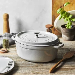 Cocotte 31 cm, oval, Weisser Trüffel, Gusseisen