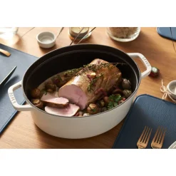 Cocotte 31 cm, oval, Weisser Trüffel, Gusseisen