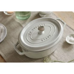Cocotte 27 cm, oval, Weisser Trüffel, Gusseisen