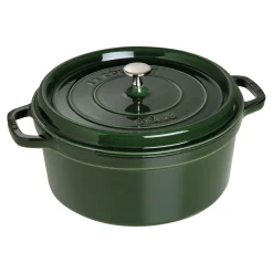 Cocotte 28 cm, rund, Basilikum-Grün, Gusseisen