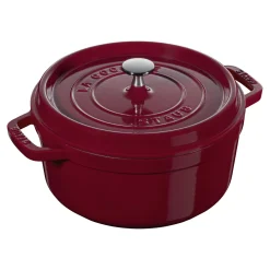 Cocotte 24 cm, rund, Bordeaux, Gusseisen