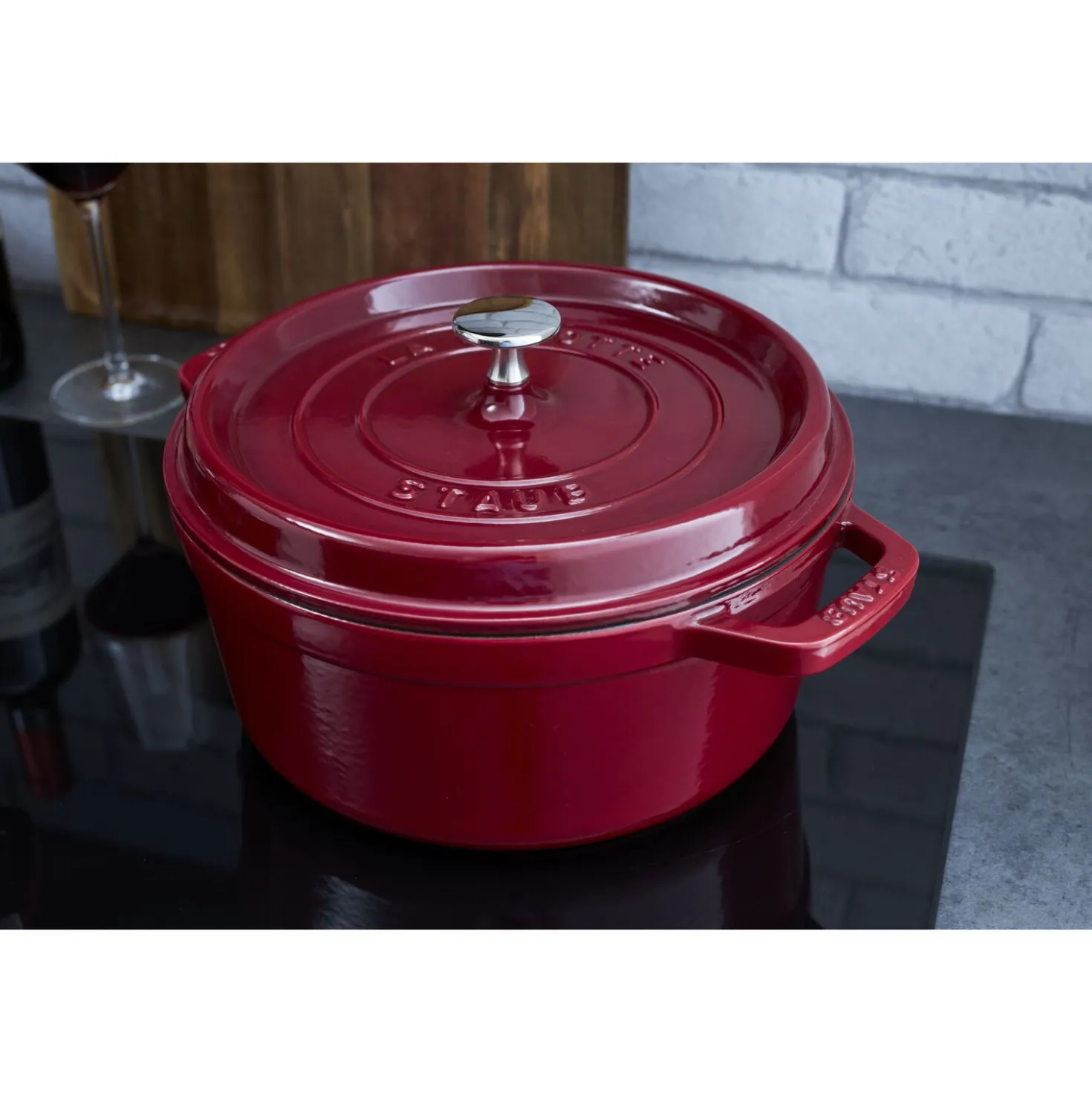 Cocotte 24 cm, rund, Bordeaux, Gusseisen
