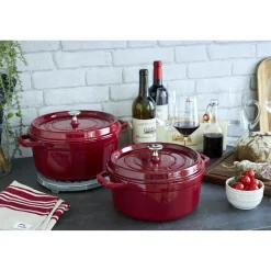 Cocotte 26 cm, rund, Bordeaux, Gusseisen