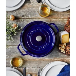 Cocotte 26 cm, rund, Dunkelblau, Gusseisen