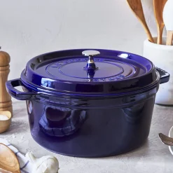 Cocotte 24 cm, rund, Dunkelblau, Gusseisen