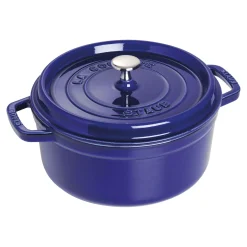 Cocotte 22 cm, rund, Dunkelblau, Gusseisen